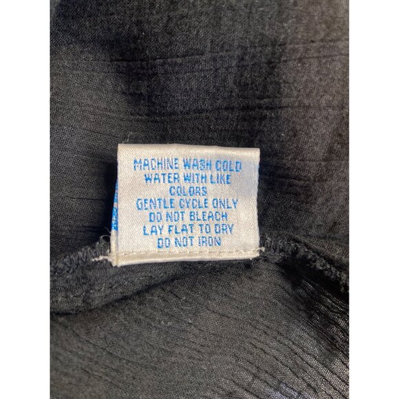 Bleu Bayou Black Cold Shoulder Sheer Blouse Size L Asymmetrical Hem - Picture 5 of 8